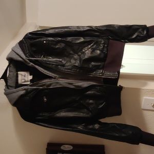 Sweatshirt Leather Jacket Combo